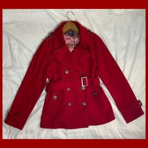 XXI Forever 21 Women's Red Pea Coat